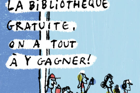 Exemple d'un visuel de la campagne de communication de l'ABF pour la gratuité d'inscription en bibliothèque.