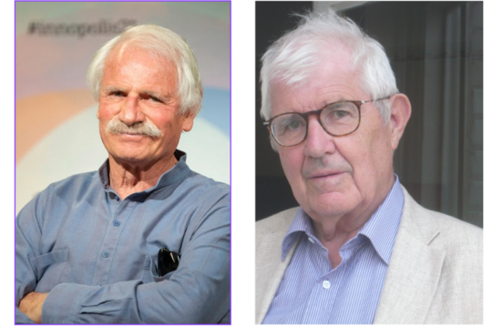 Le photographe Yann Arthus-Bertrand et le démographe Hervé Le Bras, auteurs de France, un album de famille (Actes Sud)