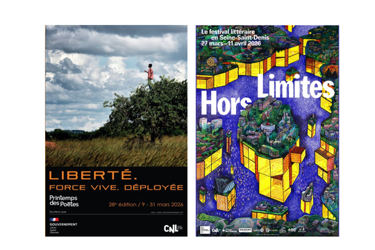 Affiches du Printemps des poètes 2026 et du festival Hors limites 2026