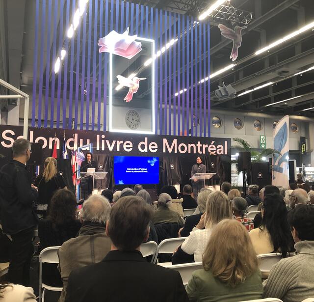 Geneviève Pigeon, présidente de l'ANEL, inaugure le Salon du livre de Montréal 2024, 