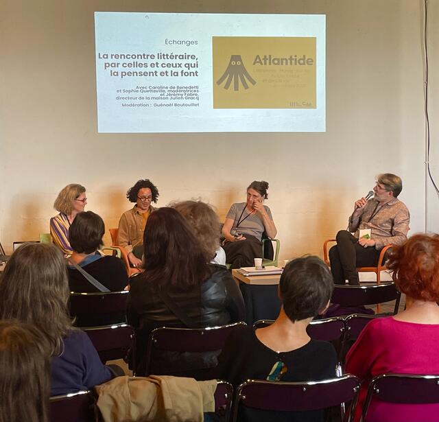 table ronde sur le métier de modérateur littéraire, organisé par Mobilis au festival Atlantide 2025