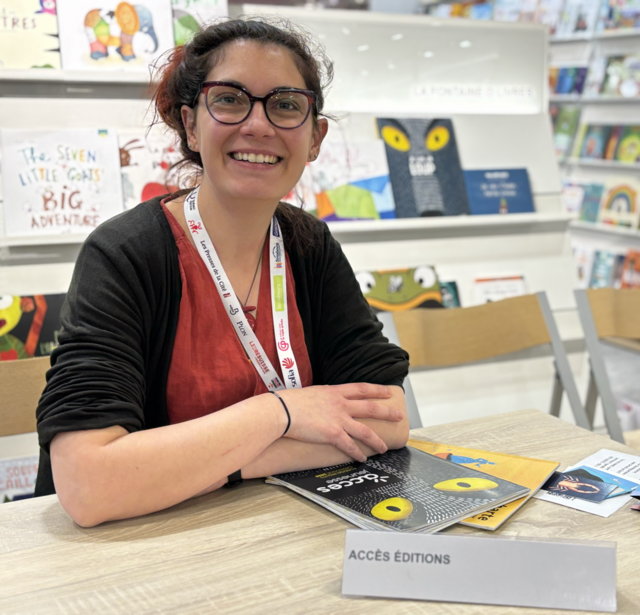 Léa Schneider, directrice générale d'Accès éditions, à la Foire de Bologne 2025