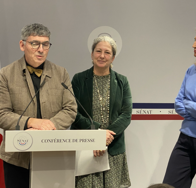 Pierre Ouzoulias, Laure Darcos et Agnès Evren au Sénat