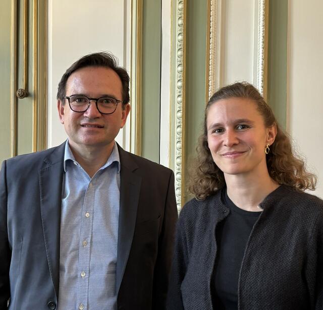 Pascal Lenoir, président de la commission Environnement et Fabrication et Laurène Eichner, chargée de mission pour la commission environnement-fabrication (SNE) 