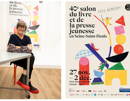 Sylvie Vassallo et l'affiche des 40 ans du SLPJ