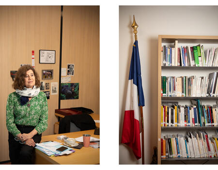 Dominique Simonnot et la bibliothèque du CGLPL