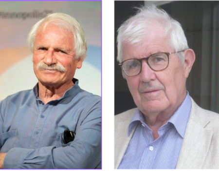 Le photographe Yann Arthus-Bertrand et le démographe Hervé Le Bras, auteurs de France, un album de famille (Actes Sud)