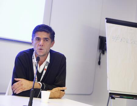 Laurent Beccaria, président des Arènes-L'Iconoclaste, en 2017 aux Rencontres nationales de la librairie