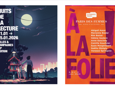 Les affiches de janvier 2026 des festivals Nuits de la lecture et Paris des femmes