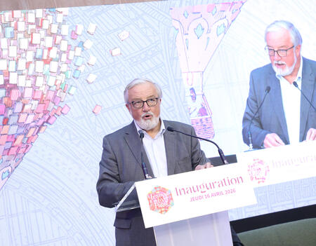 Vincent Montagne, président du SNE, lors de la soirée inaugurale du Festival du livre de Paris 2026