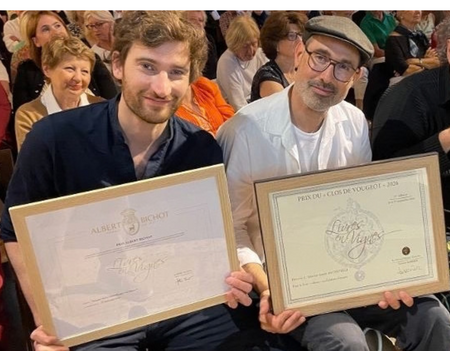 François-Henri Désérable, lauréat du prix Albert Bichot et Gautier Battistella, lauréat du prix Clos de Vougeot