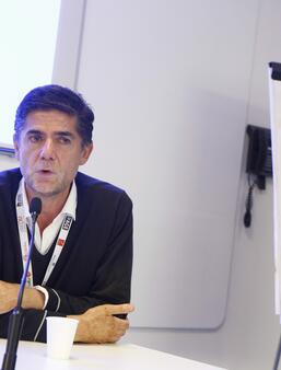 Laurent Beccaria, président des Arènes-L'Iconoclaste, en 2017 aux Rencontres nationales de la librairie