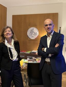 Agnès Catineau et Fabrice Gardon dans les bureaux de la Police judiciaire de Paris au 36 rue du Bastion 