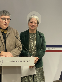 Pierre Ouzoulias, Laure Darcos et Agnès Evren au Sénat