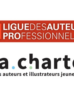Les logos de la ligue des auteurs professionnels et de la Charte des auteurs et illustrateurs jeunesse