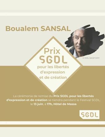 La SGDL lance Le prix pour les libertés d'expression et de création et le décerne à Boualem Sansal
