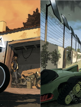 Illustrations des nouvelles "Le dernier Oil's angel" et "Tarjak-sur-Mirador"