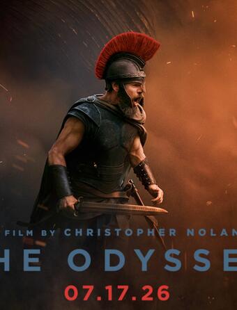 Affiche de cinéma de L'Odyssée de Christopher Nolan (Matt Damon)
