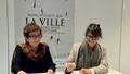 Joëlle Alazard et Régine Hatchondo officialisant le partenariat entre CNL et APHG