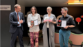 De gauche à droite : Augustin Trapenard, Adèle Yon, Delphine Ernotte Cunci, Philippe Manevy