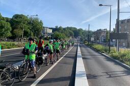 Des cyclothécaires au Havre, en 2019, lors de l’édition Le Havre-Paris.