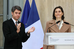 Passation entre Gabriel Attal et Amélie Oudéa-Castera au ministère de l'Éducation nationale