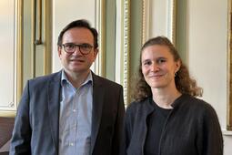 Pascal Lenoir, président de la commission Environnement et Fabrication et Laurène Eichner, chargée de mission pour la commission environnement-fabrication (SNE) 